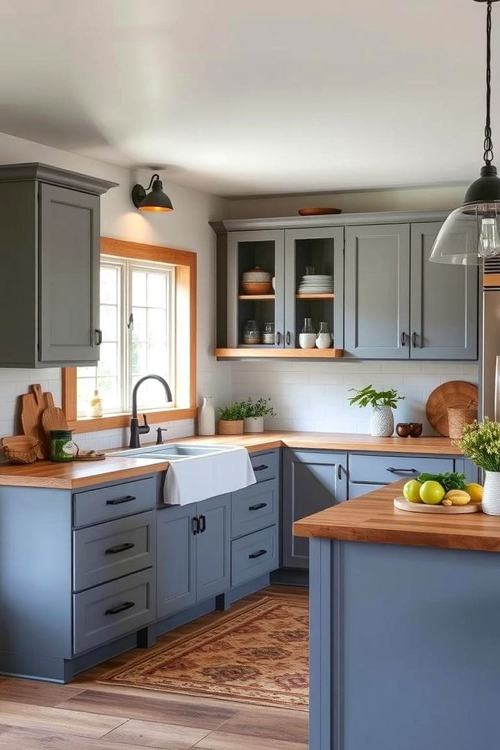 Sustainable Materials and Finishes - 22 Farmhouse Kitchen With Gray Cabinets Ideas