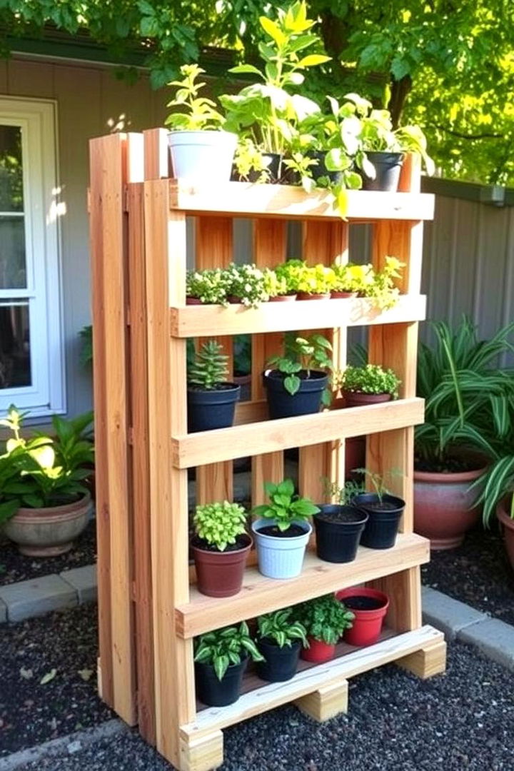 Sustainable Pallet Garden Stand - 22 Outdoor Plant Stand Ideas
