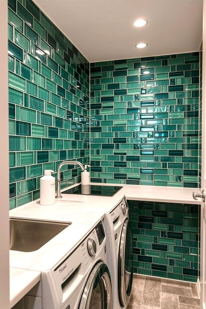 Sustainable Recycled Glass Tiles - 22 Laundry Room Tile Ideas