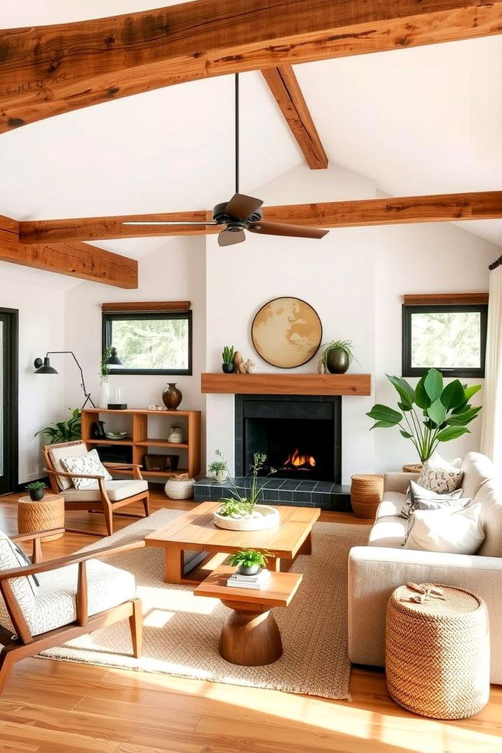 Sustainable Style through Artful Beam Integration - 22 Exposed Beam Living Room Ideas