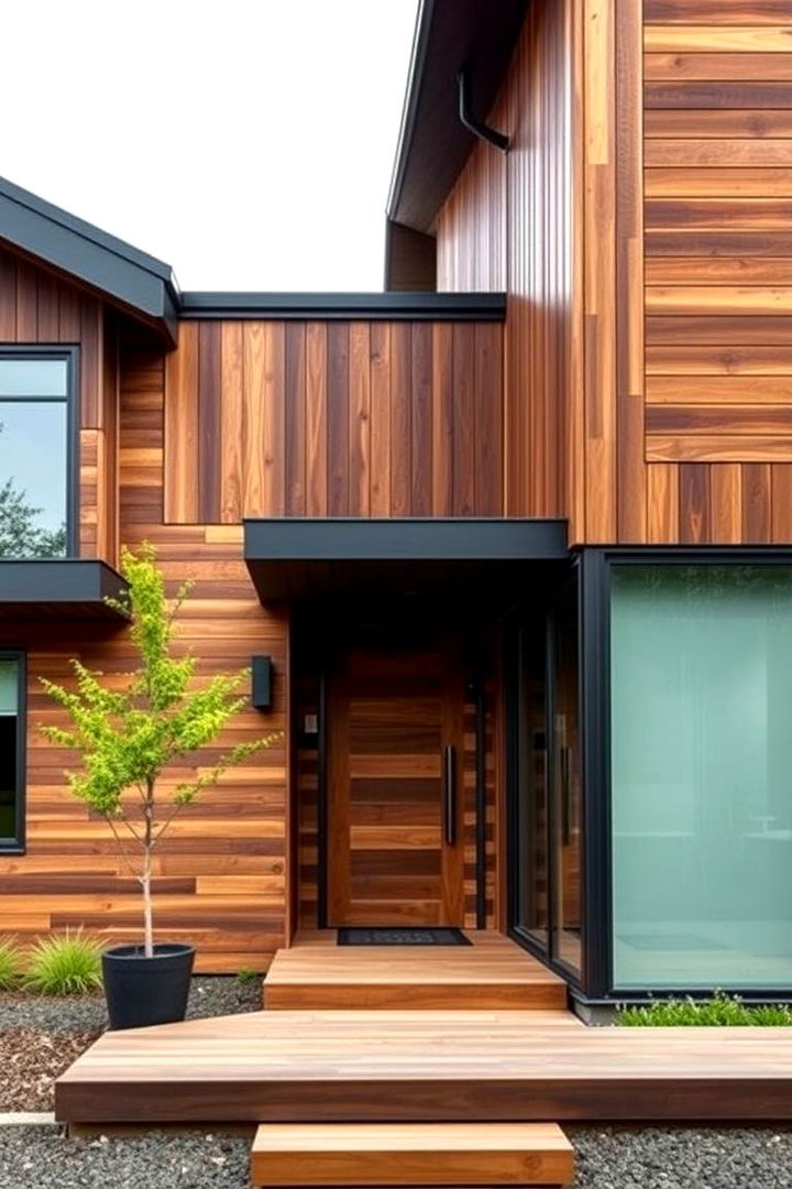 Sustainable Wood and Metal Fusion - 22 Chocolate Brown House Exterior Design Ideas