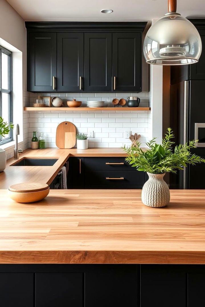 Sustainable and Eco friendly Options - 22 Kitchen With Black Cabinets And Wood Countertops Ideas