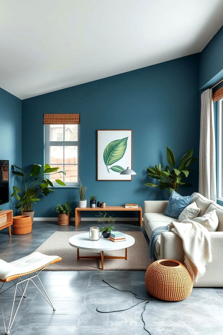 Sustainable and Green Design - 22 grey floor living room with blue walls ideas
