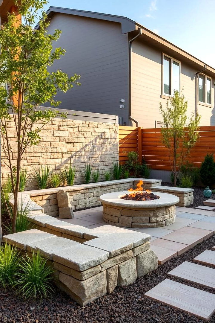 Sustainable and Low Maintenance Designs - 22 Stone Patio With a Fire Pit Ideas