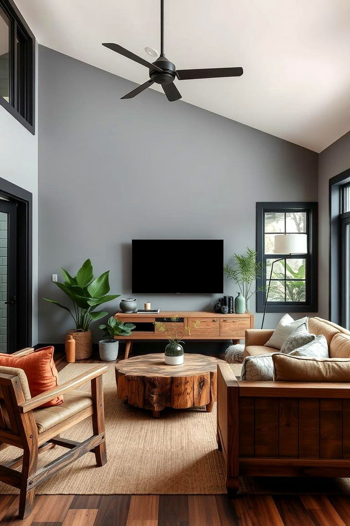 Sustainable and Natural Materials - 22 living room grey walls black trim
