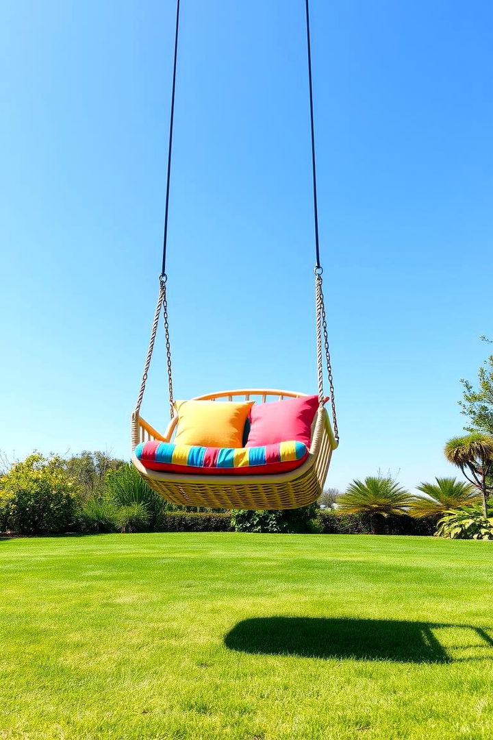 Swing Chairs Over the Lawn - 22 Garden Seating Ideas