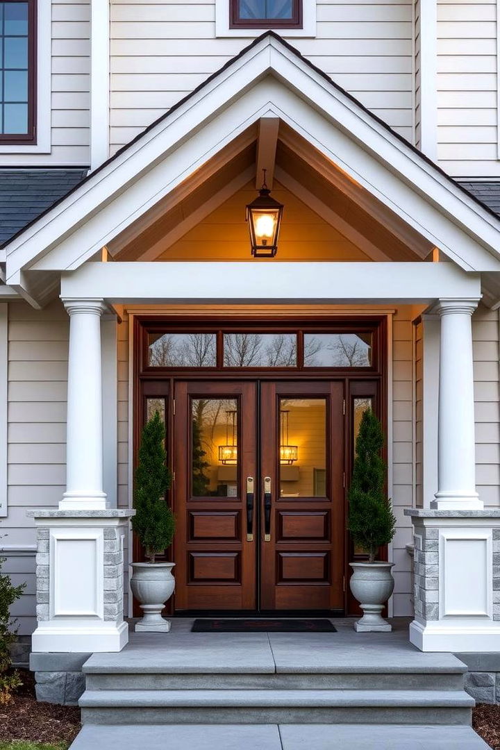 Symmetrical Exterior with Wooden Detailing - 22 Cottagecore House Exterior Ideas