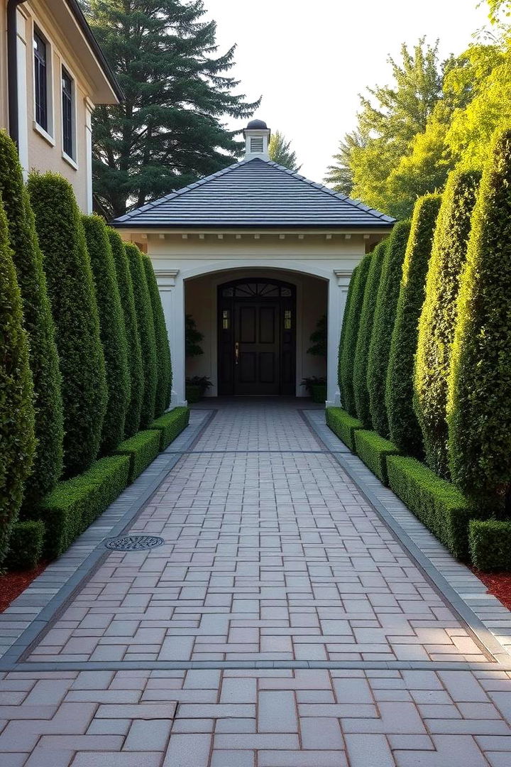 Symmetrical Formal Entrance with Hedging - 22 driveway entrance ideas