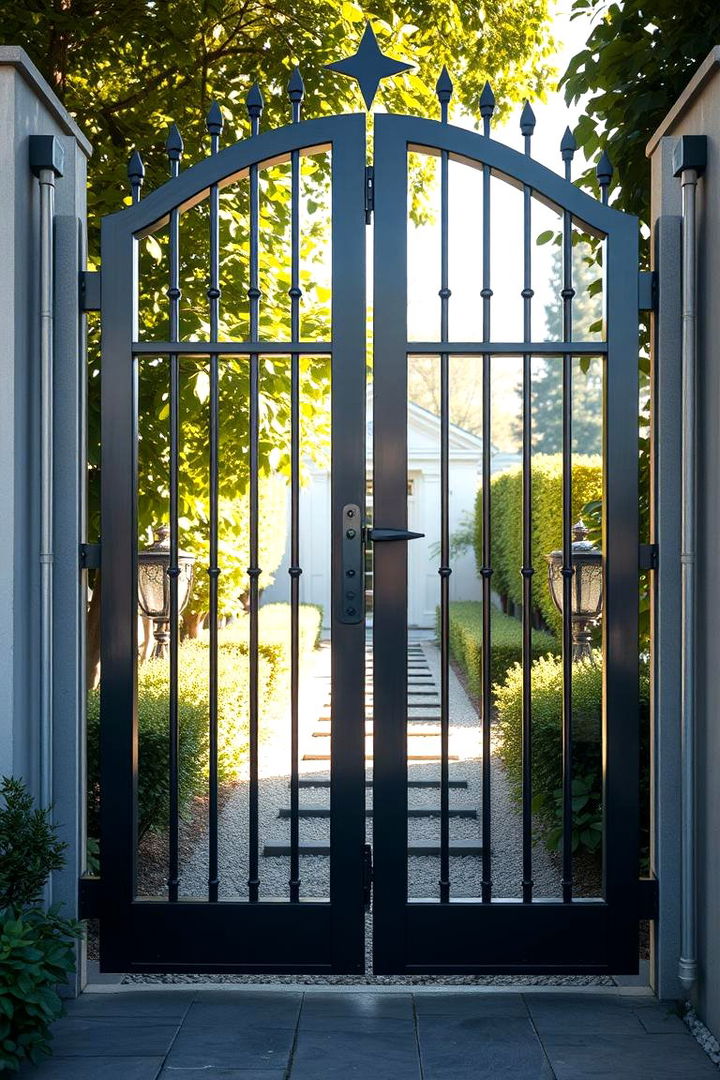 Symmetrical Garden Focal Point - 22 Metal Garden Gate Ideas