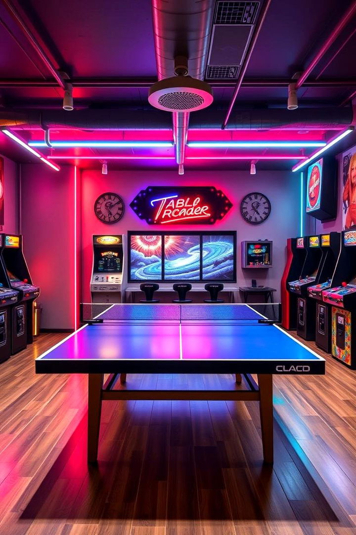 Table Tennis and Arcade Zone - 22 Basement Playroom Ideas
