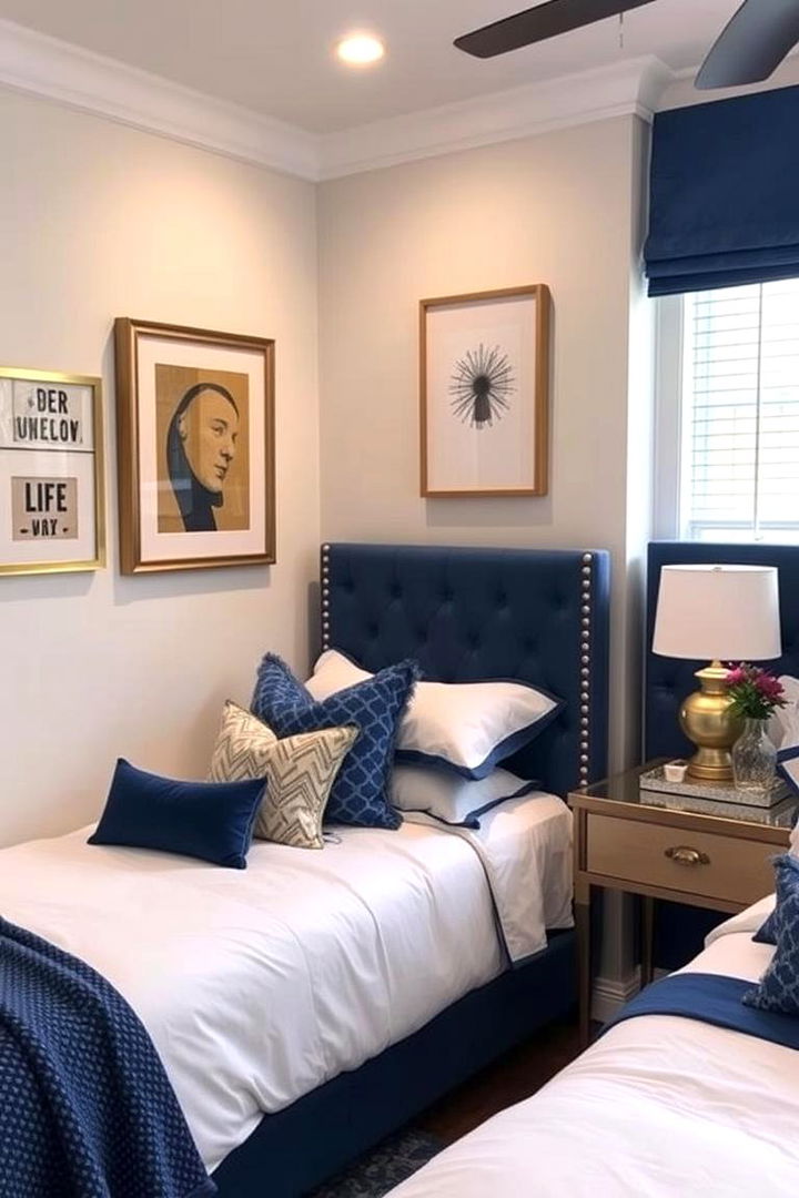 Tailored Comfort Spaces - 22 Blue and Gold Bedroom Ideas