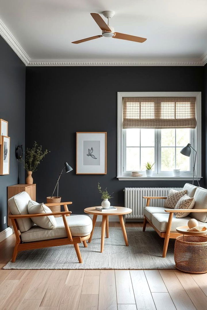 Take Inspiration from Scandinavian Simplicity - 22 Contrasting Living Rooms With Dark Grey Walls