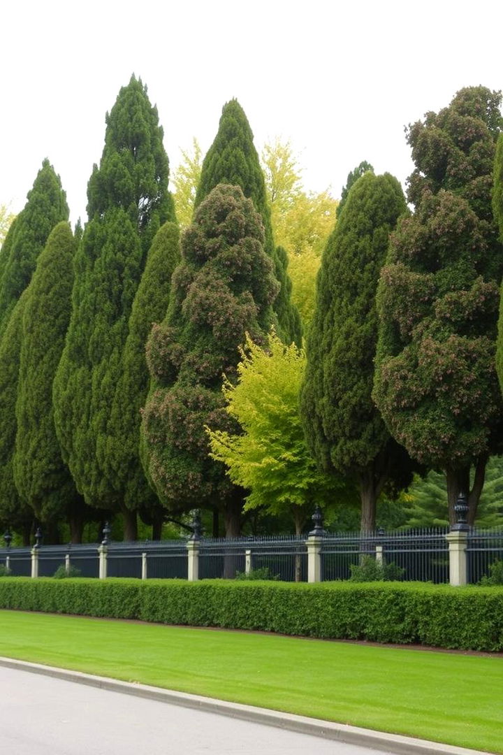 Tall Ornamental Tree Dividers - 22 Simple Fence Line Landscaping Ideas