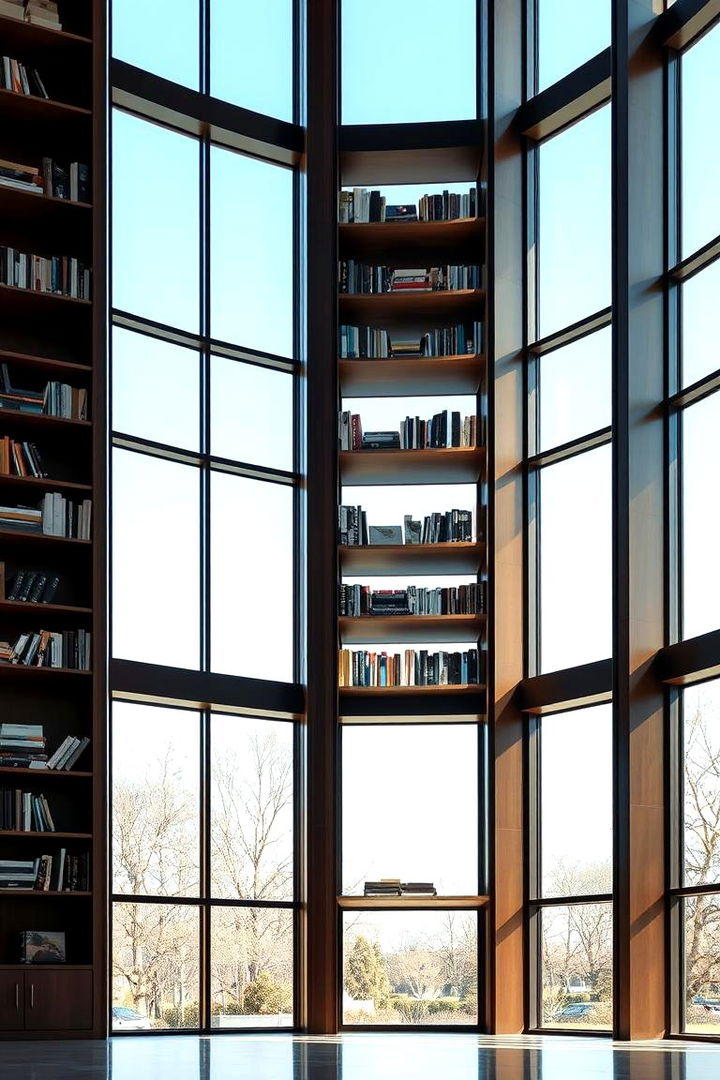 Tall Vertical Bookcase Framing the Window - 22 Bookcases Around Window Design Ideas