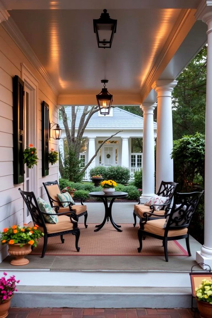 Tasteful Porch Furniture Arrangements - 22 Colonial Front Porch Ideas