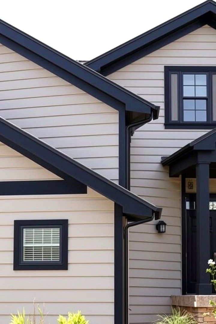 Taupe with Bold Black Trim - 22 Exterior Taupe House Color Combinations