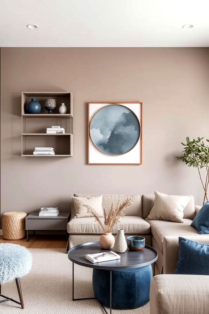 Taupe with Muted Blue Elements - 22 Exterior Taupe House Color Combinations