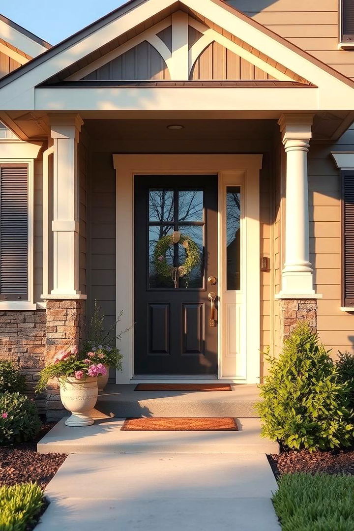 Taupe with Soft Cream Accents - 22 Exterior Taupe House Color Combinations
