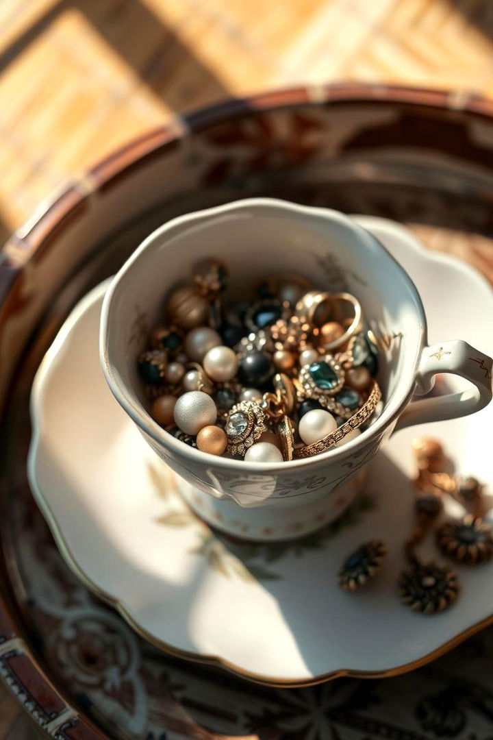 Teacup Storage Delight - 22 Earring Storage Ideas