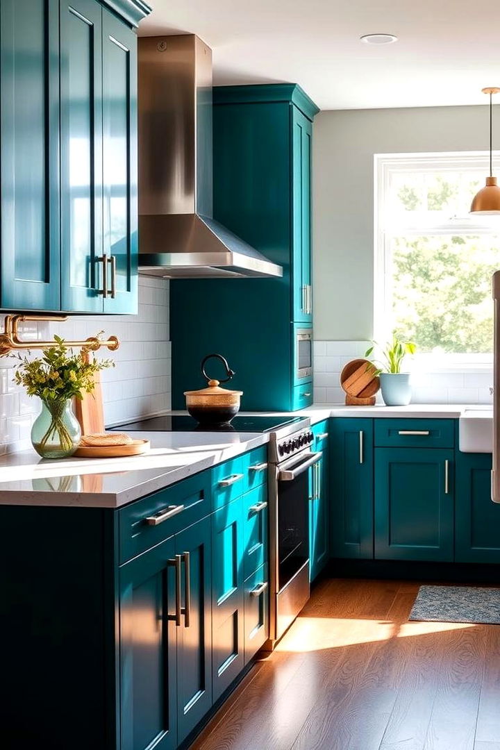 Teal Accent Inspirations - 22 Green Kitchen Cabinet Ideas