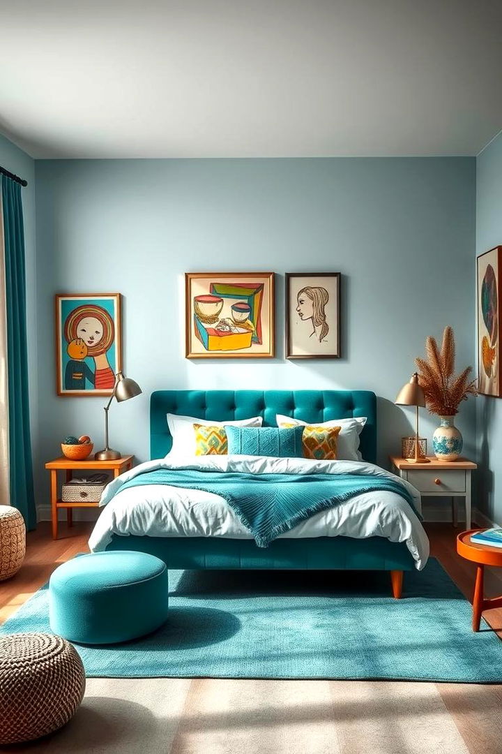 Teal Artistic Expression - 22 Teal Bedroom Ideas
