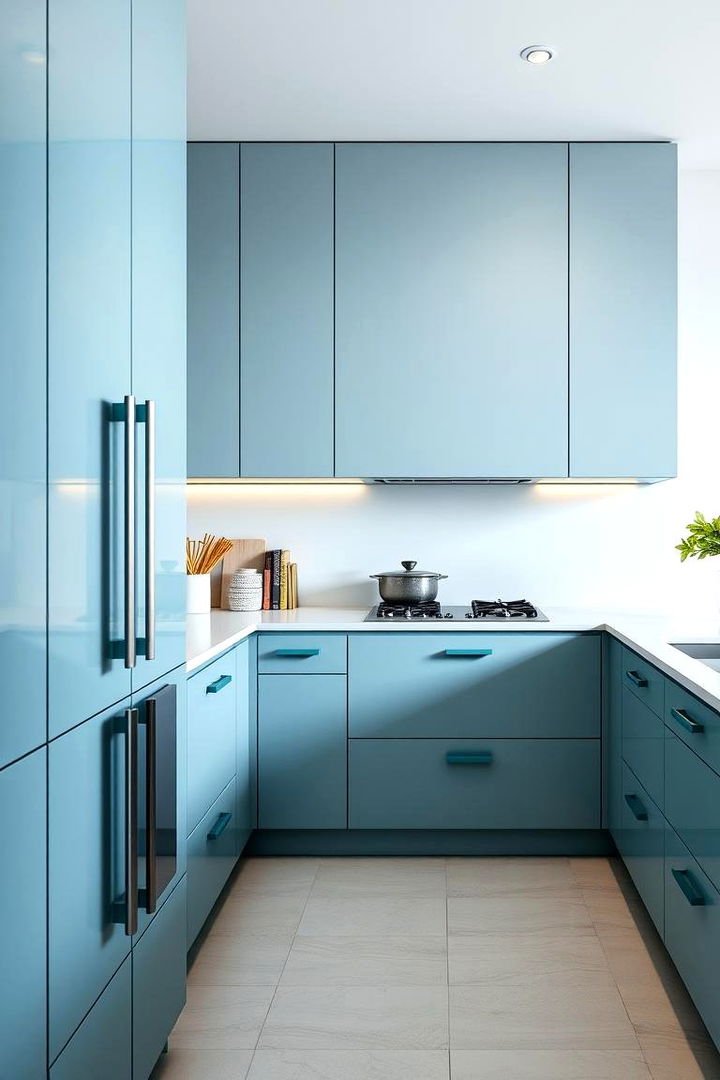 Teal Hardware Details - 22 Blue Kitchen Ideas