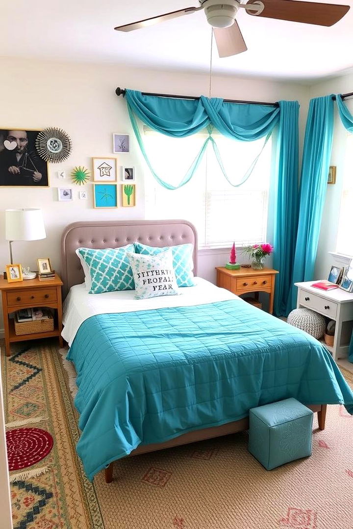 Teal Personalized Spaces with DIY Touches - 22 Teal Bedroom Ideas