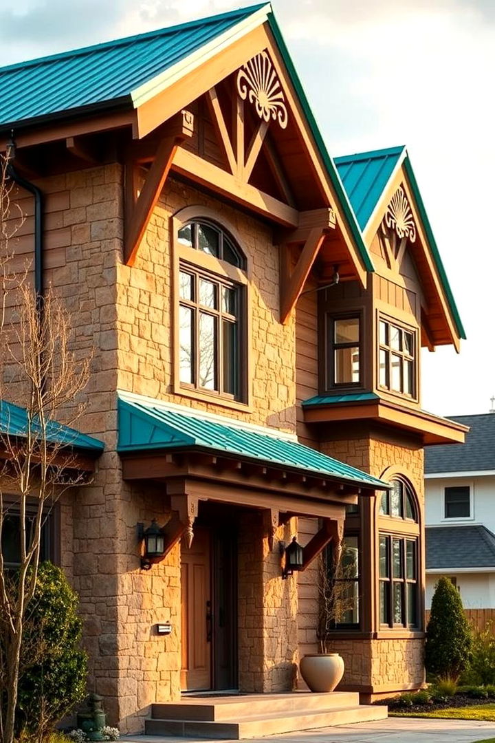 Teal Roofline and Architectural Details - 22 Teal House Exterior Ideas