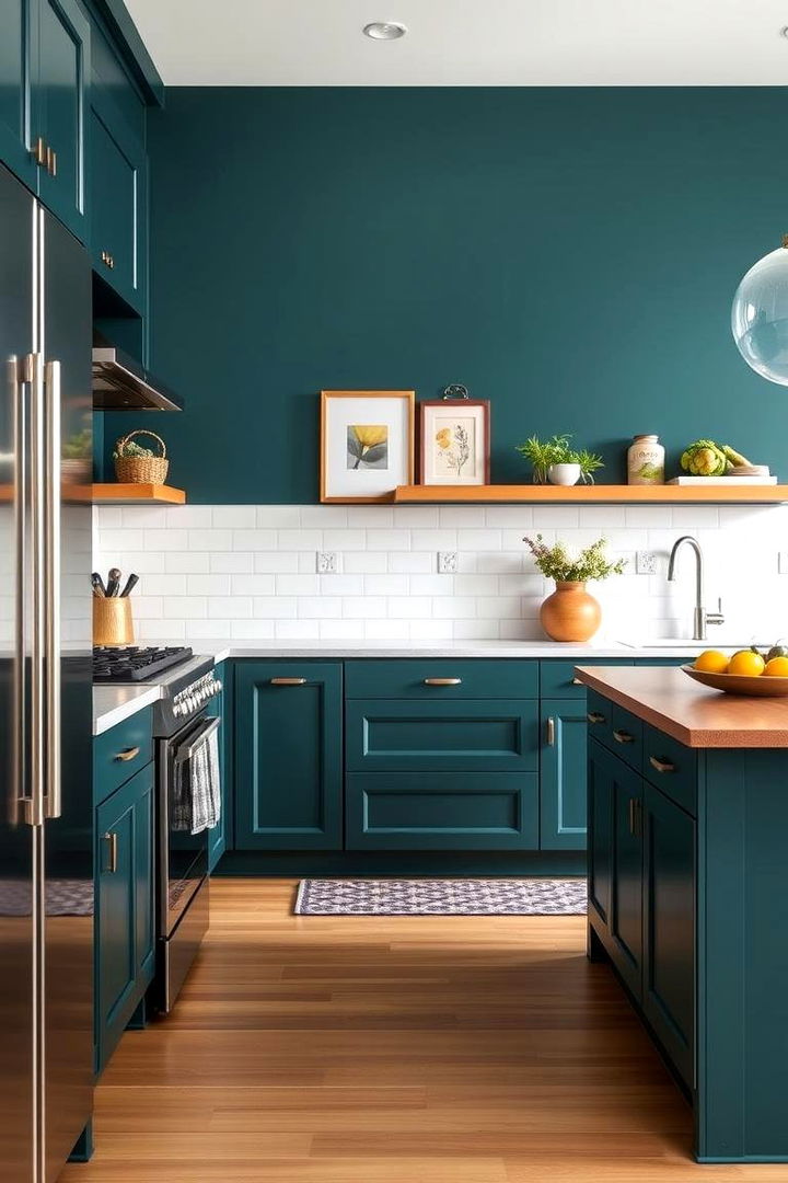 Teal Statement Walls - 22 Teal Kitchen Ideas