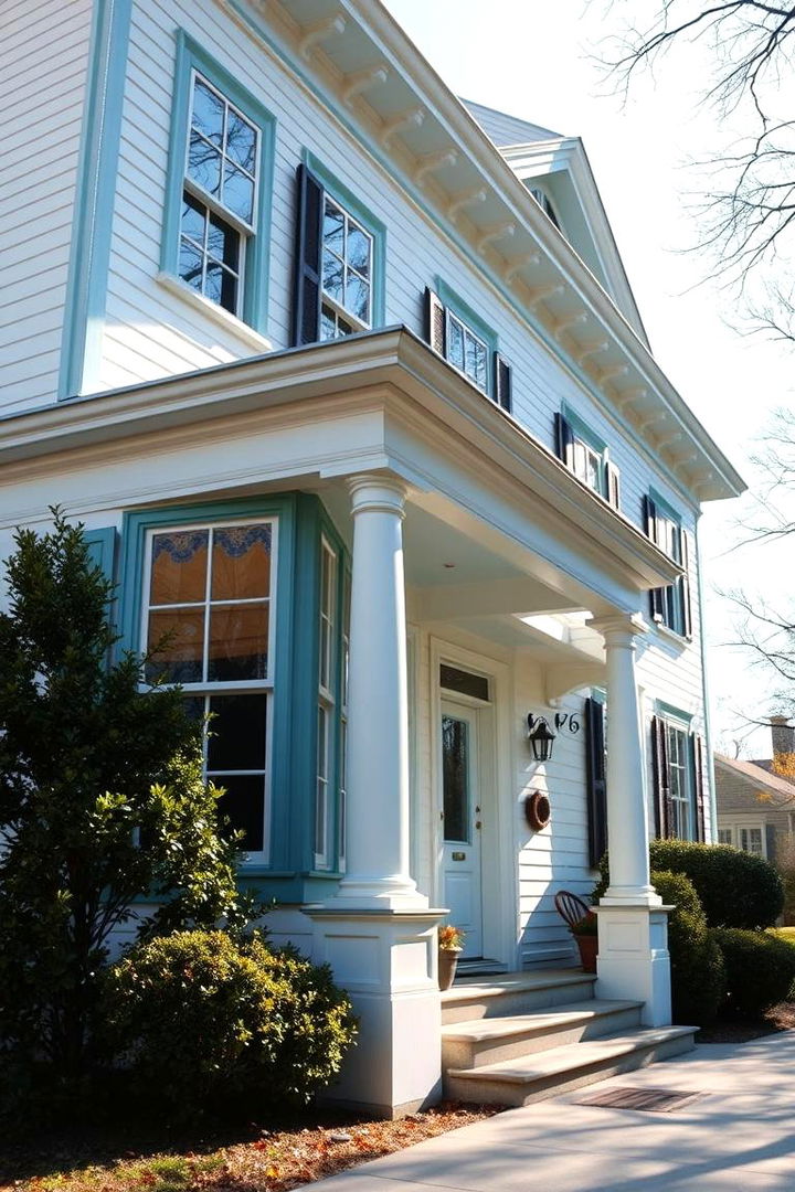 Teal Trim on Colonial Architecture - 22 Teal House Exterior Ideas
