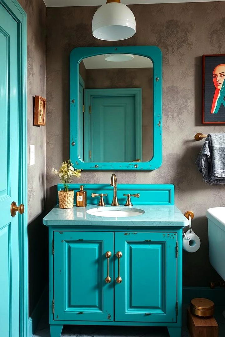 Teal Twist Vanity - 22 Blue Bathroom Vanity Ideas