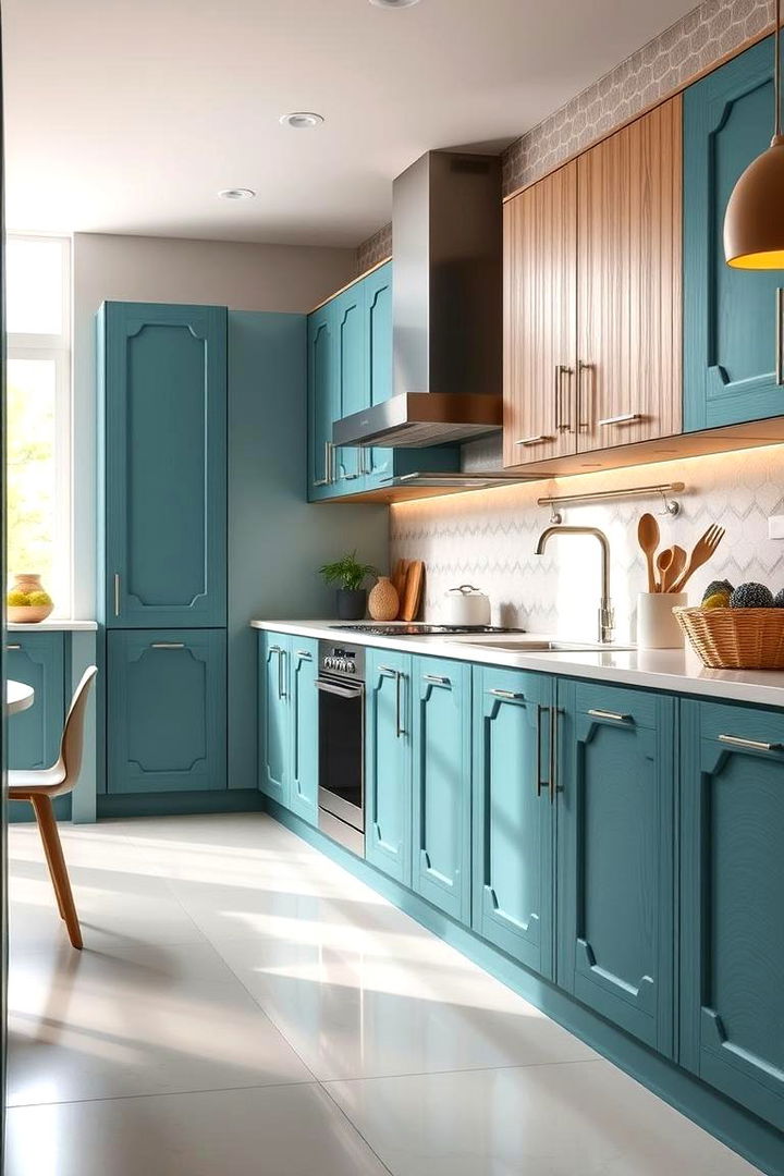 Teal Twist on Cabinets - 22 Colorful Kitchen Ideas