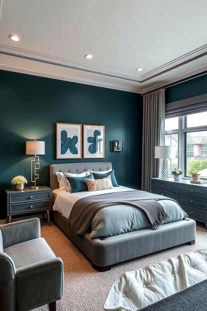 Teal and Grey for a Sophisticated Look - 22 Teal Bedroom Ideas