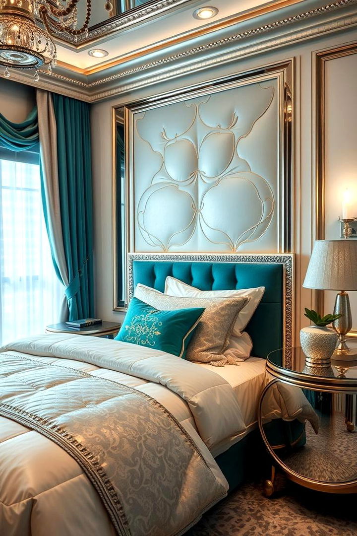 Teal and Metallic Elements - 22 Teal Bedroom Ideas