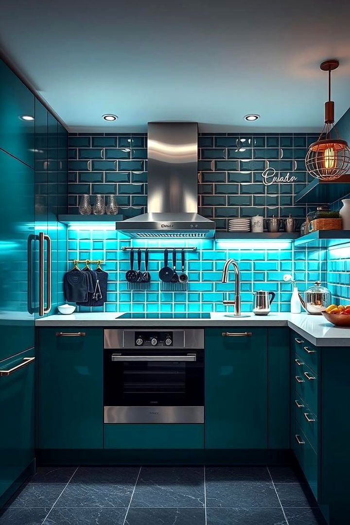 Teal and Metallic Mix - 22 Teal Kitchen Ideas