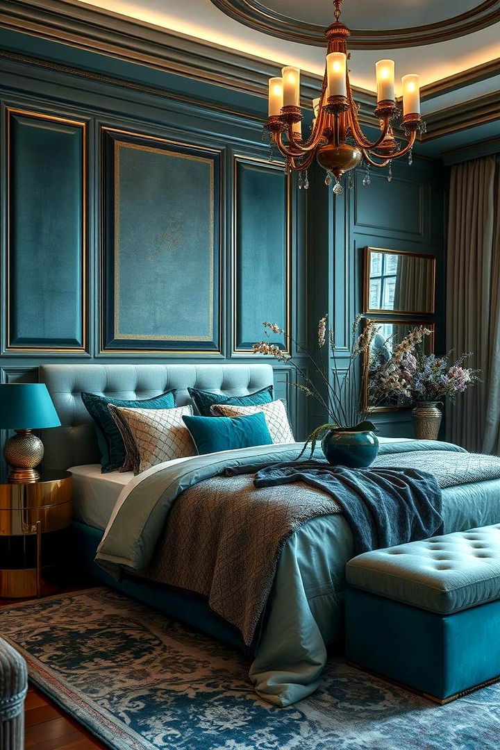 Teal with Luxe Textures - 22 Teal Bedroom Ideas