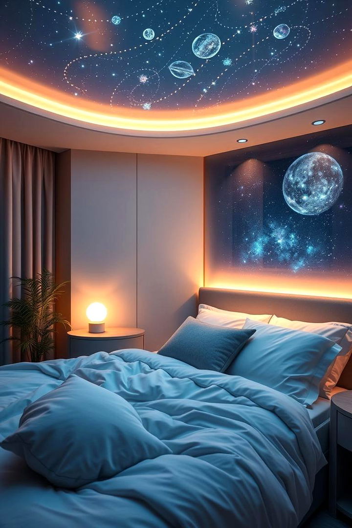 Tech Enhanced Sleep Zones - 22 galaxy space-themed bedroom ideas