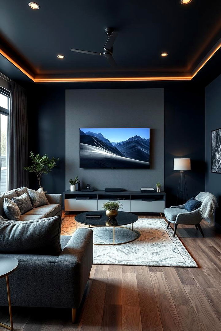 Tech Friendly Contemporary - 22 Navy Blue Living Room Ideas