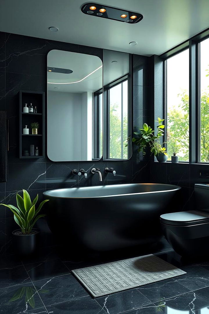 Tech Infused Eco Chic Bathroom - 22 Black and Green Bathroom Ideas