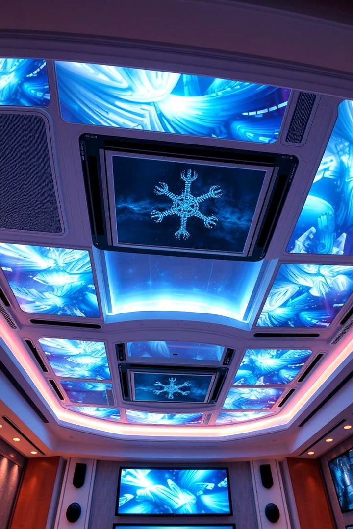 Tech Infused Entertainment Ceiling - 22 Man Cave Ceiling Ideas