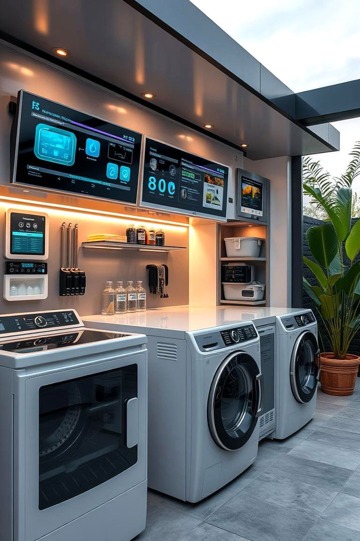 Tech Integrated Smart Laundry Area - 22 Outdoor Laundry Area Design Ideas