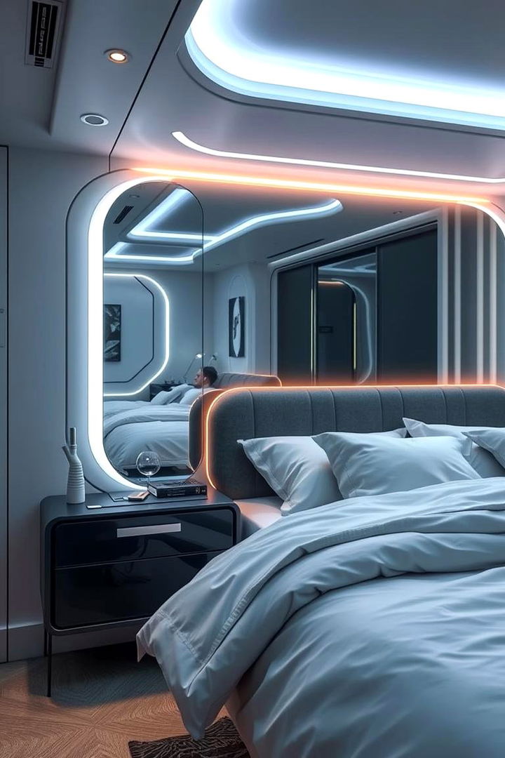 Tech Integrated Solution - 22 Mirror Behind Nightstand Design Ideas