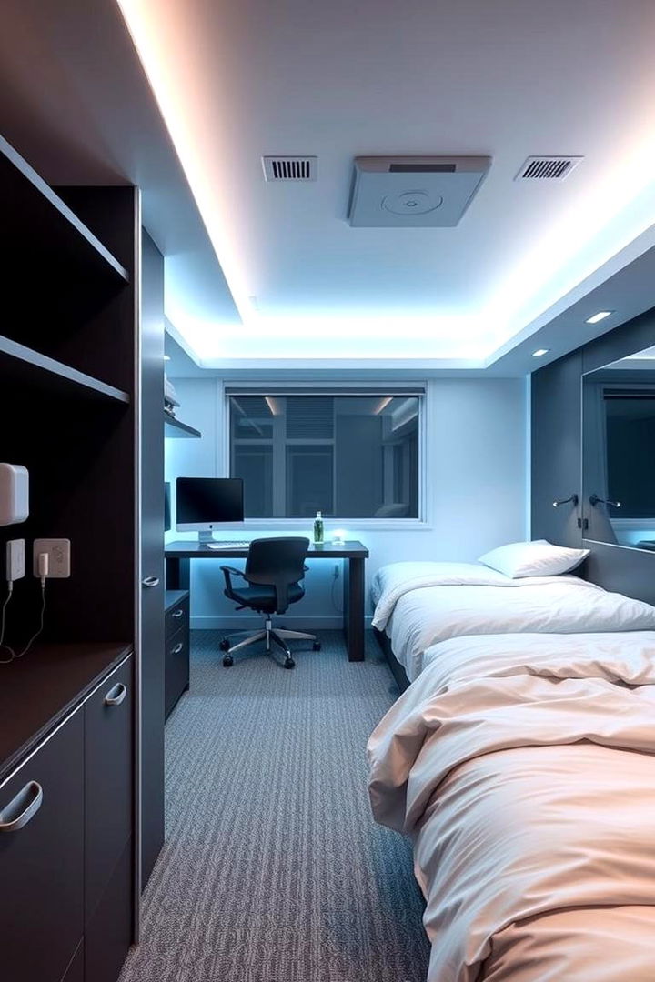 Tech Integrated Space - 22 Boys Dorm Room Ideas