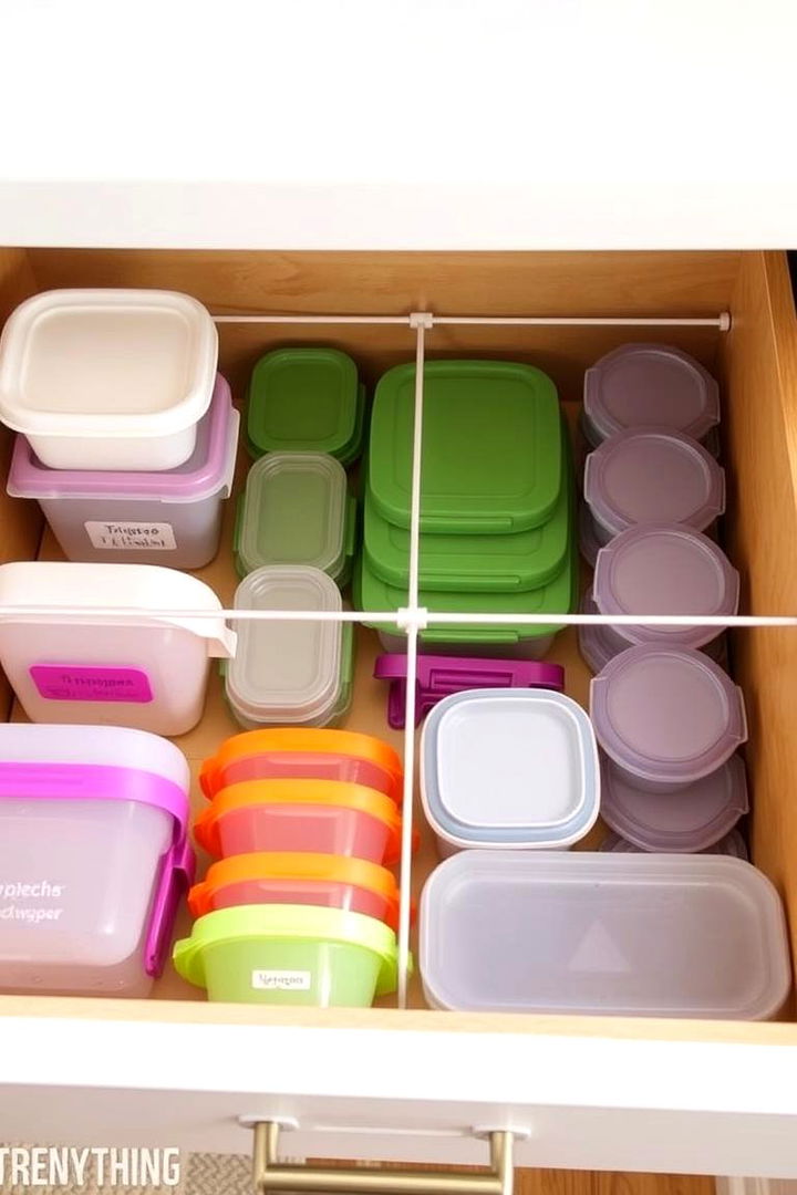 Tension Rod Dividers - 22 Tupperware Organization Ideas