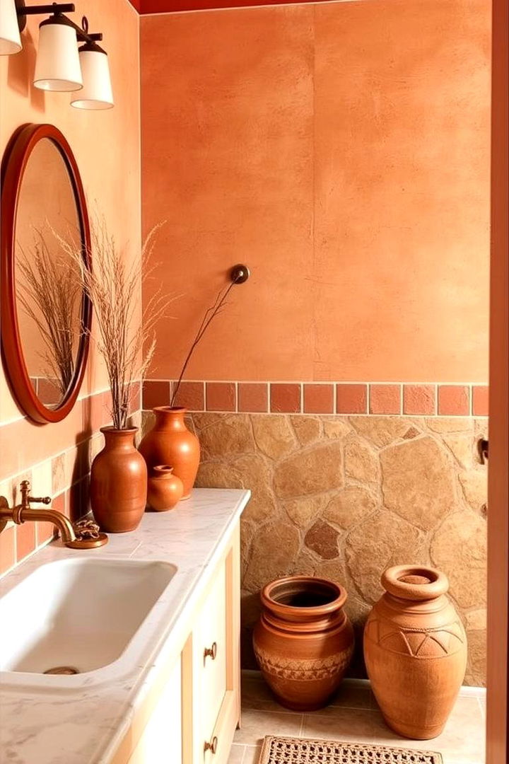 Terracotta Decorative Accents - 22 Earthy Bathroom Ideas