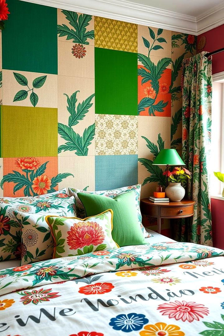 Textile and Pattern Mix - 22 Green Boho Bedroom Ideas