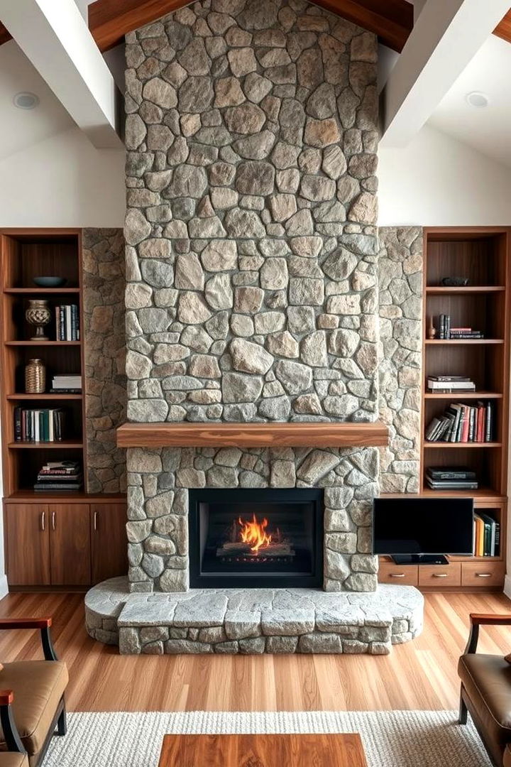 Textural Contrast - 22 Fireplace With Bookshelves