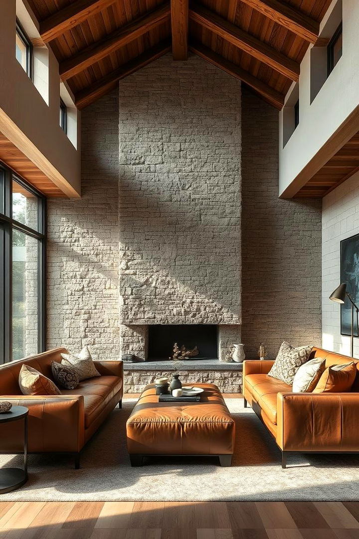 Textural Contrasts and Layers - 22 Open Concept Vaulted Ceiling Living Room Ideas