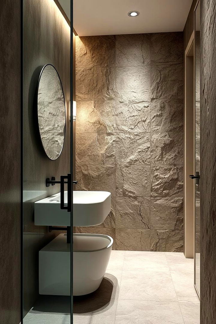Textural Contrasts and Modernity - 22 Hallway Bathroom Ideas
