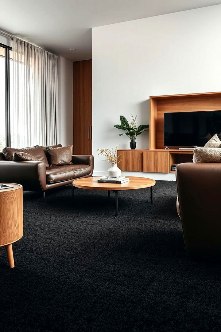 Textural Harmony Experience - 22 Black Carpet Living Room Ideas